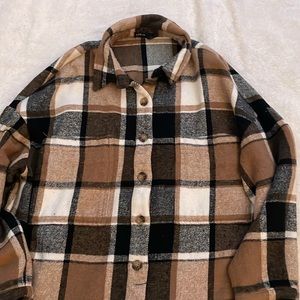 Brown plaid button up cardigan